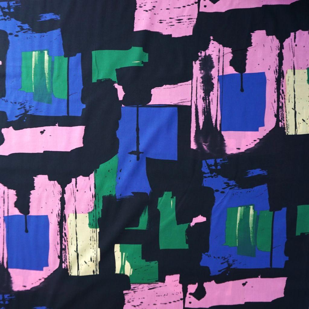 Leichte Baumwolle farbige Flächen rosa grün blau schwarz